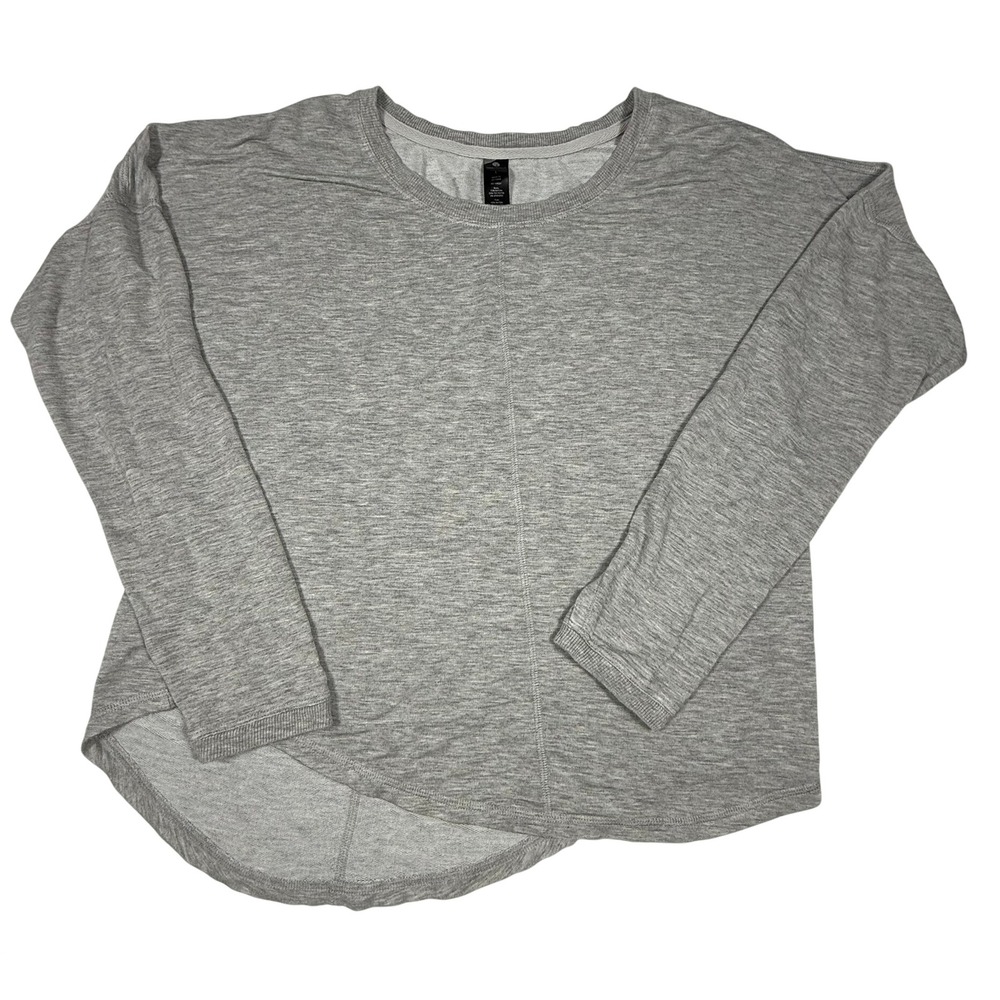 YOGALICIOUS Women's Long Sleeve Athletic Top Gray Size L Heathered Pullover‎